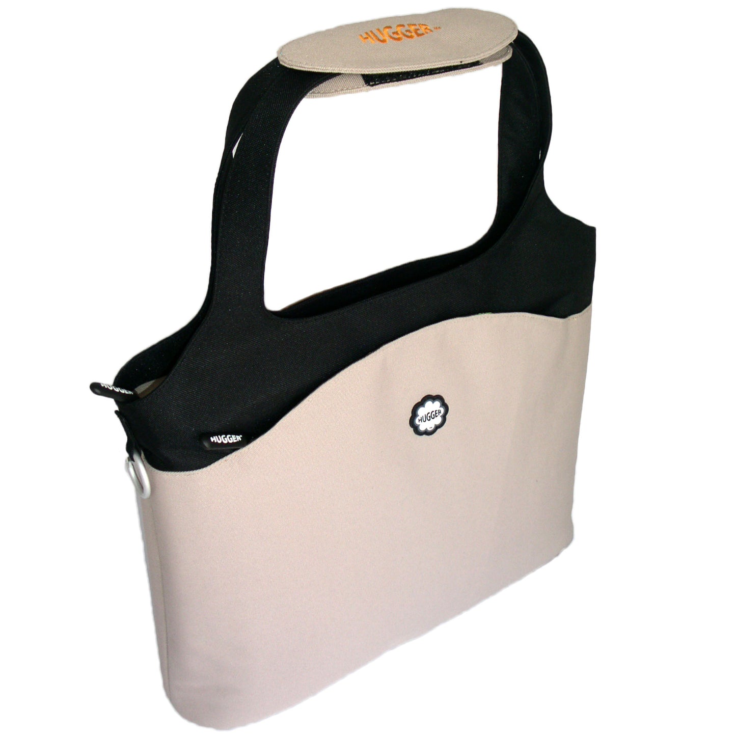 Die Hugger 14-Zoll Designer-Laptoptasche 360T-104b in beige besteht aus wasserabweisendem Material und bietet Polsterung und Komplettschutz