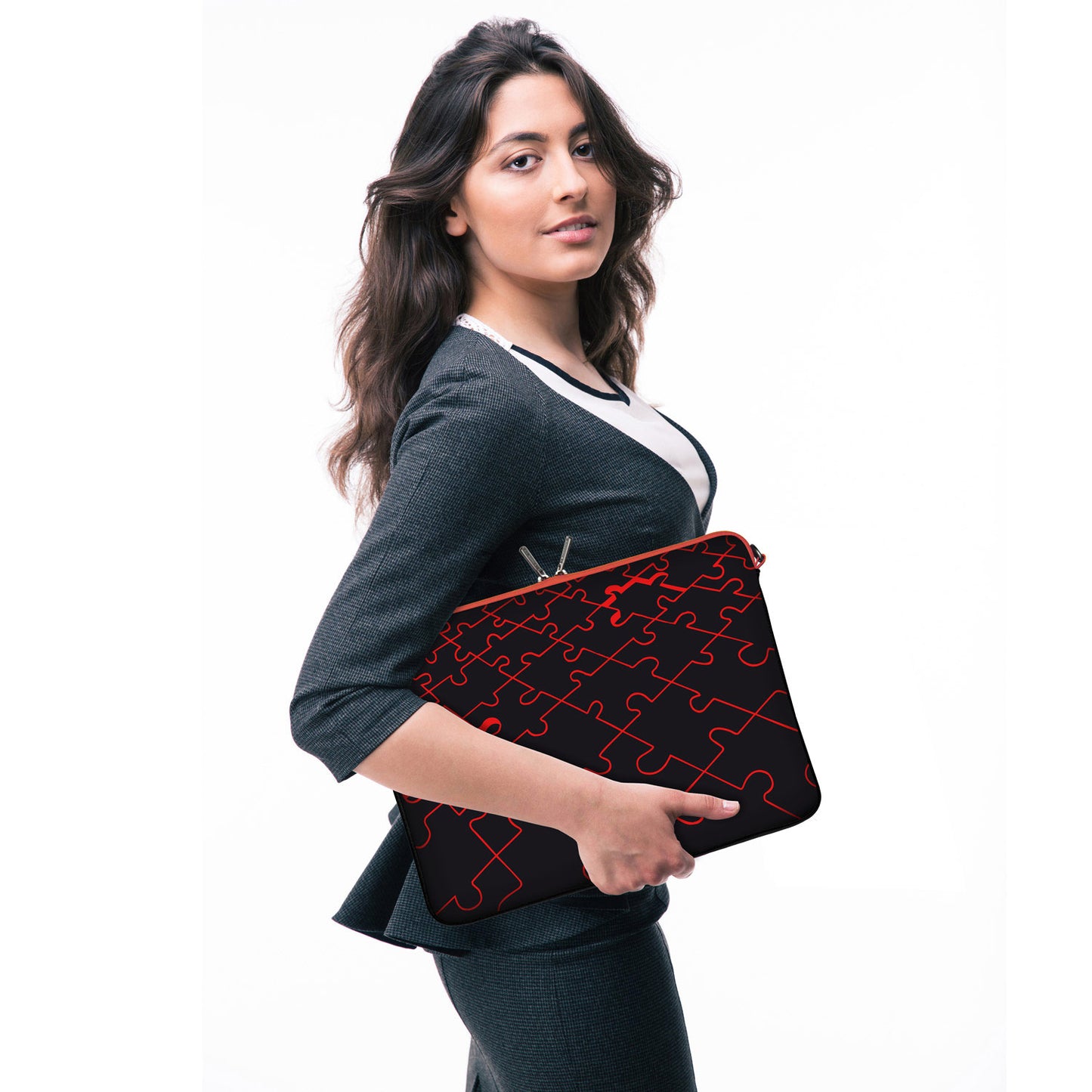 LS110 Puzzle Designer Tasche für Laptop in schwarz mit Ösen zum Anhängen von Accessoires