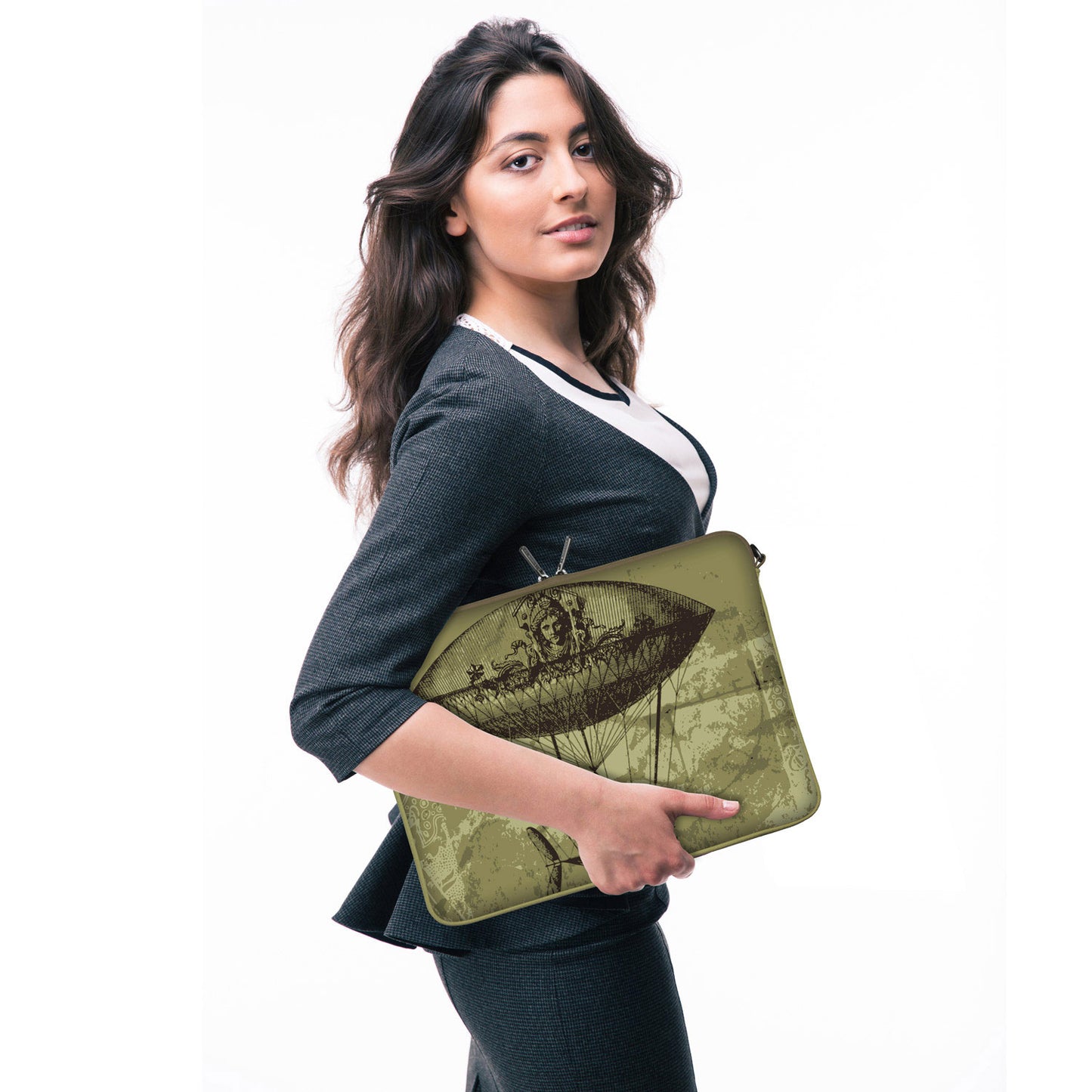 LS119 Airship Designer Tasche für Laptop olivfarben mit Ösen zum Anhängen von Accessoires