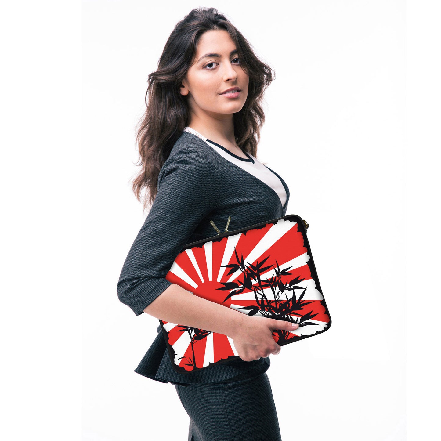 LS150 Bamboo Designer Laptop Tasche in rot mit Ösen zum Anhängen von Accessoires