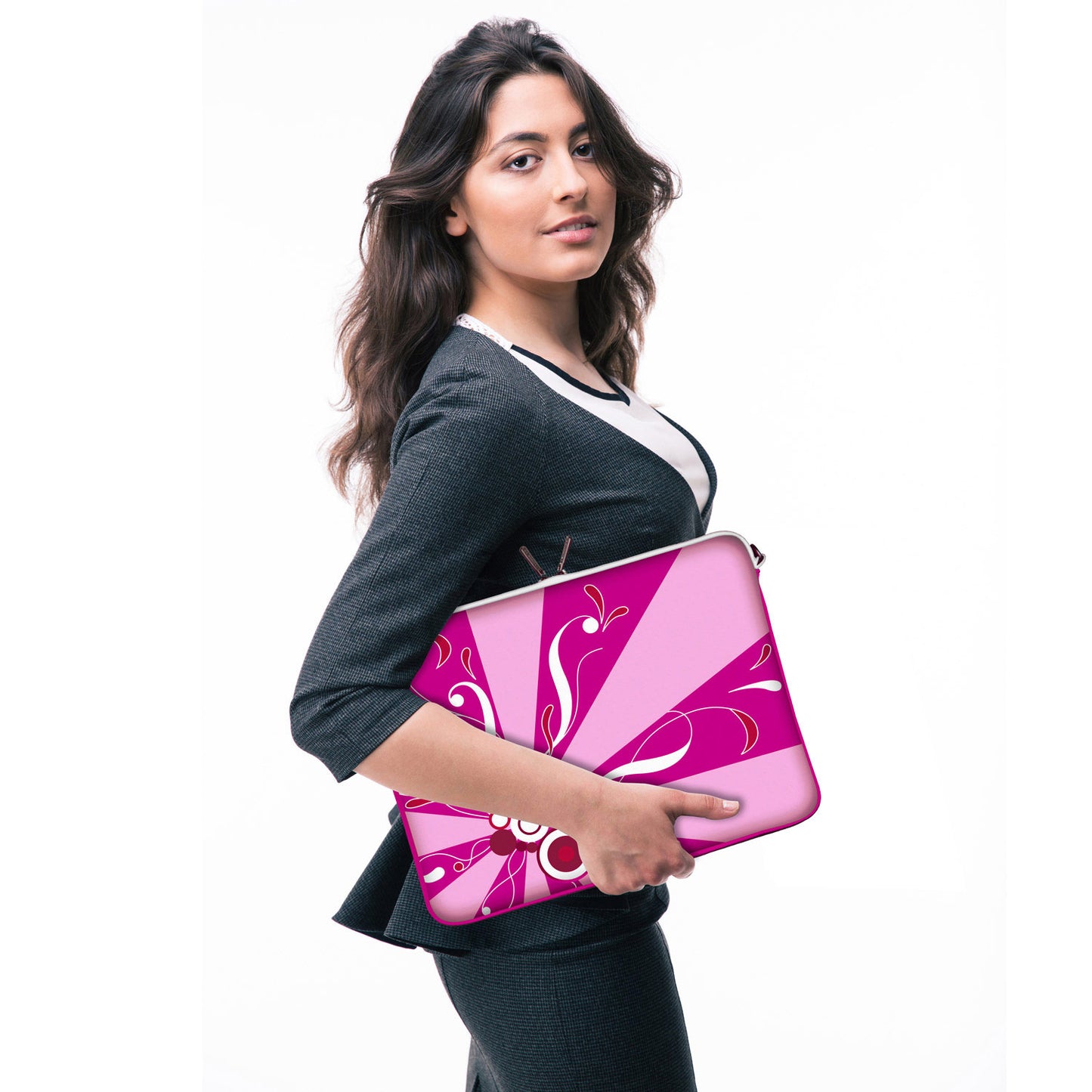 LS155 Magic Rays Laptoptasche in pink mit Ösen zum Anhängen von Accessoires