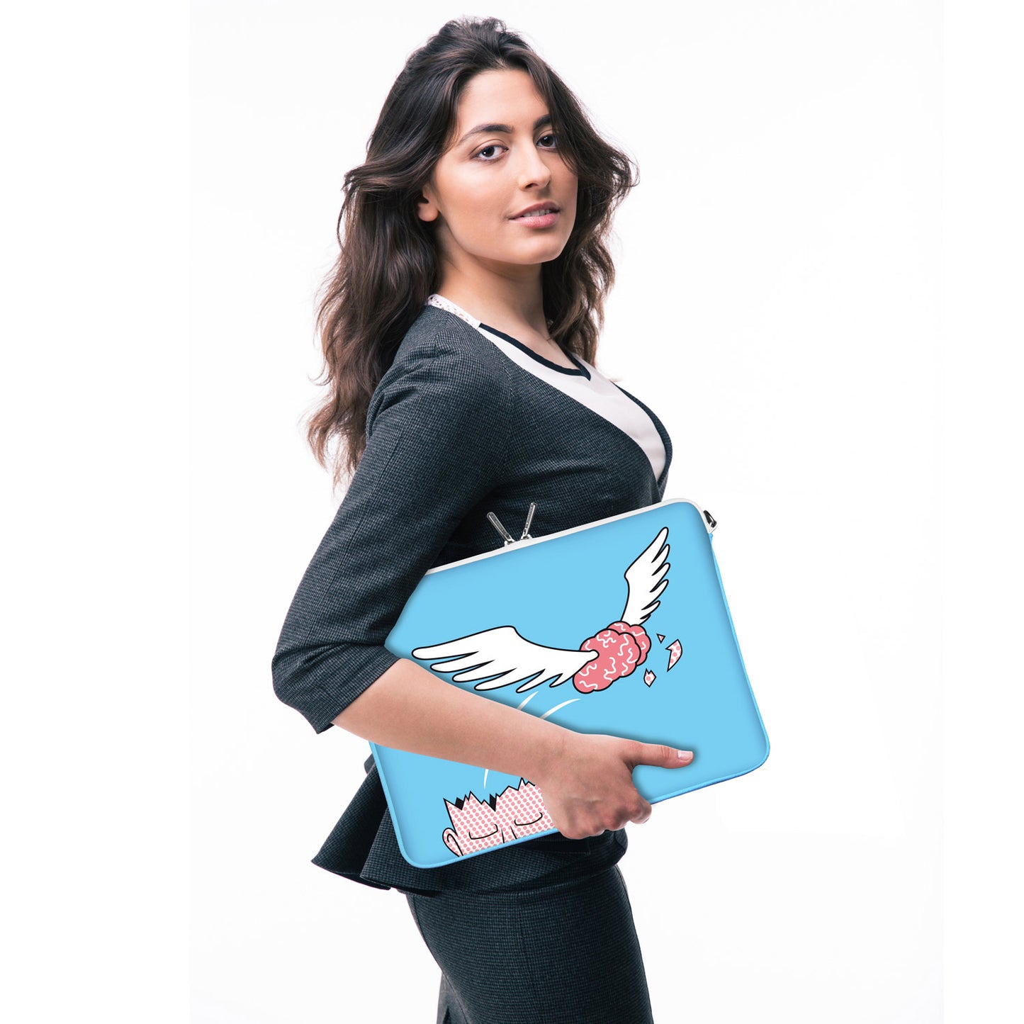 LS169 Timeout Designer Laptop Tasche in blau mit Ösen zum Anhängen von Accessoires