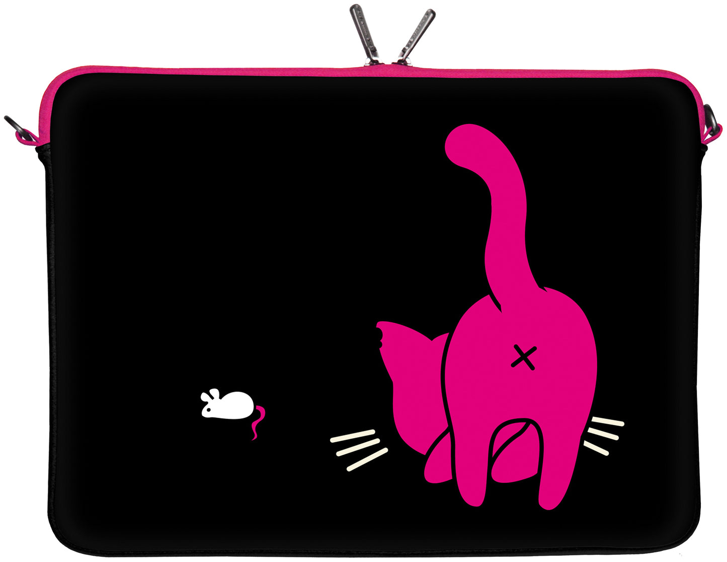 Rückseite der LS141 Kitty to Go Designer Laptop Tasche in schwarz-pink mit Anti Shock-System