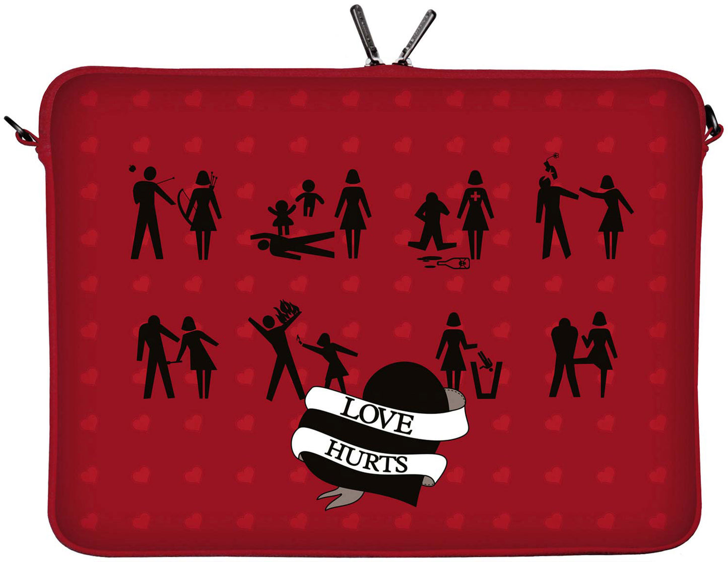 LS106 Love Hurts Designer Laptop Tasche in rot für Tablets, Laptops und Macbooks