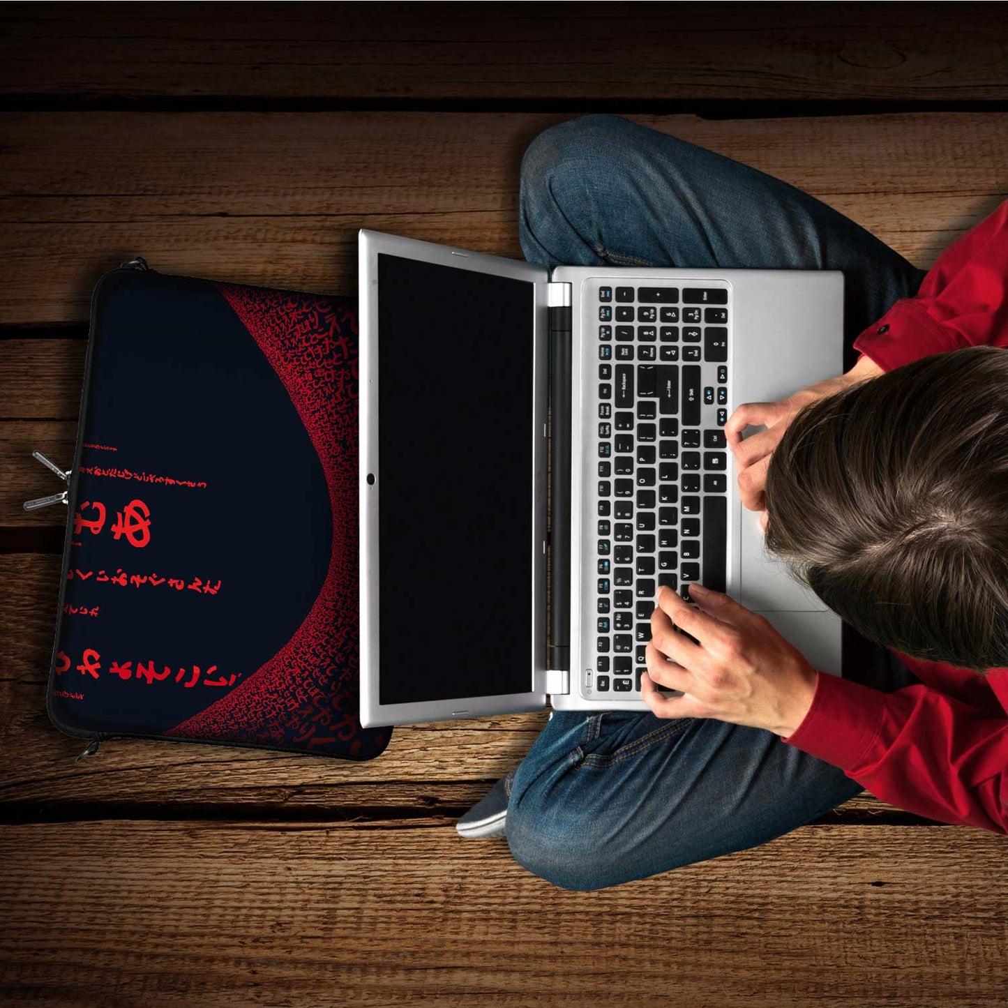 Trendige LS109 Red Matrix Designer Notebook Tasche in schwarz