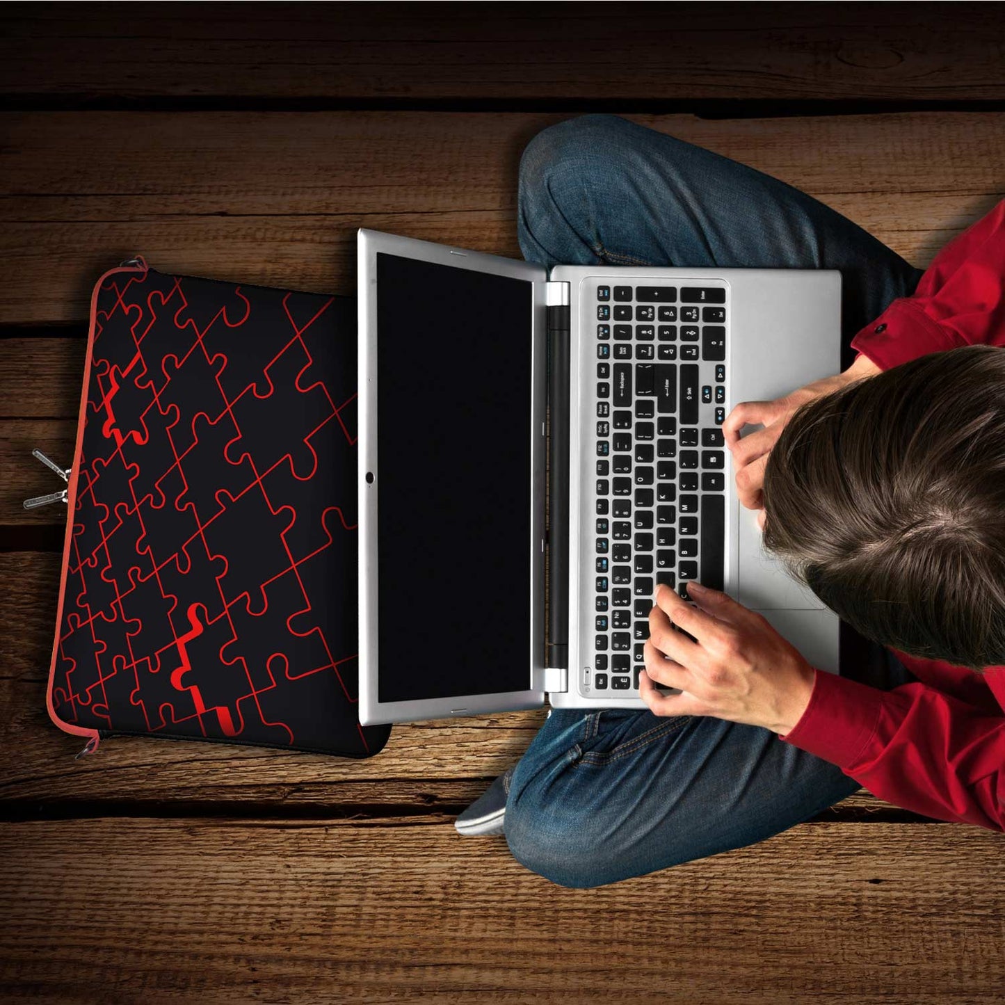 Trendige LS110 Puzzle Designer Tasche für Notebook in schwarz
