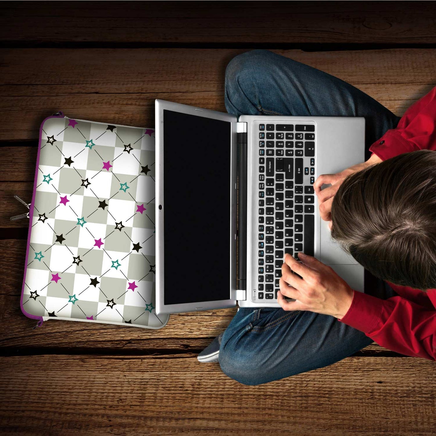 Trendige LS112 Stars Designer Tasche für Notebook in weiß