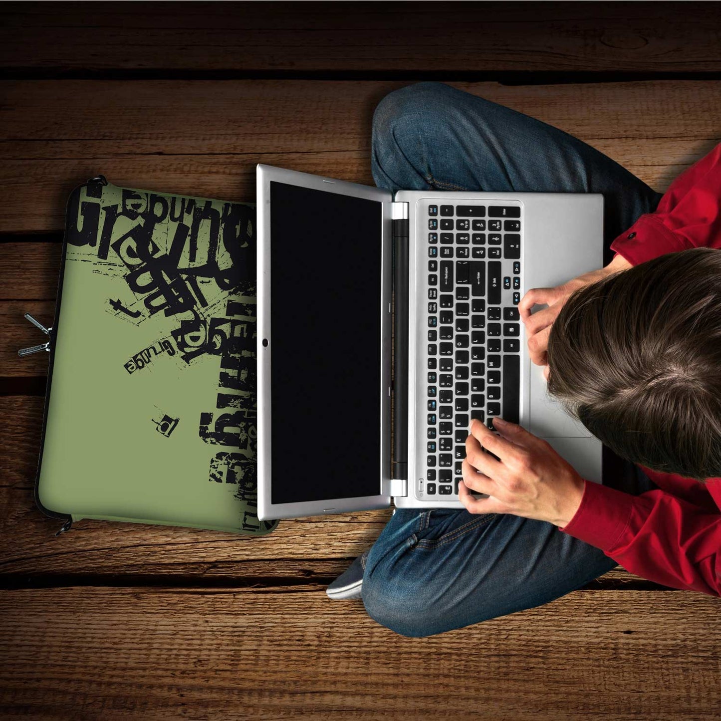Trendige LS123 Grunge Designer Tasche für Notebook olivfarben