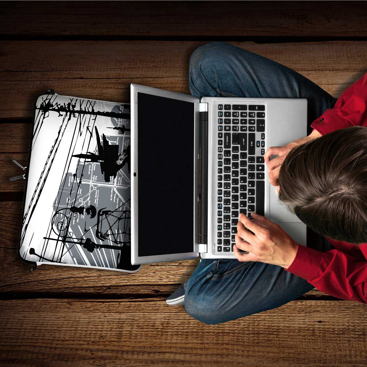 Trendige LS124 CityLife Designer Notebook Tasche in grau-weiß