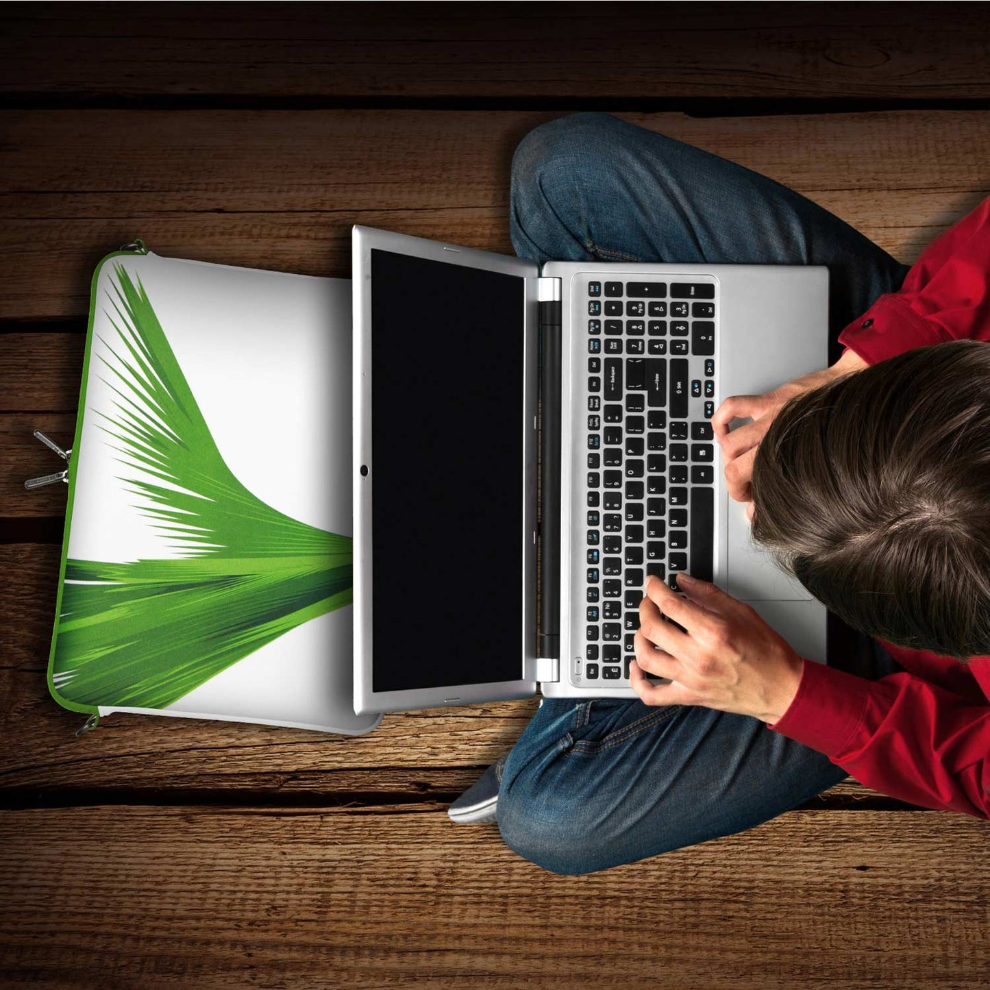 Trendige LS138 Green Designer Notebook Tasche weiß-grün