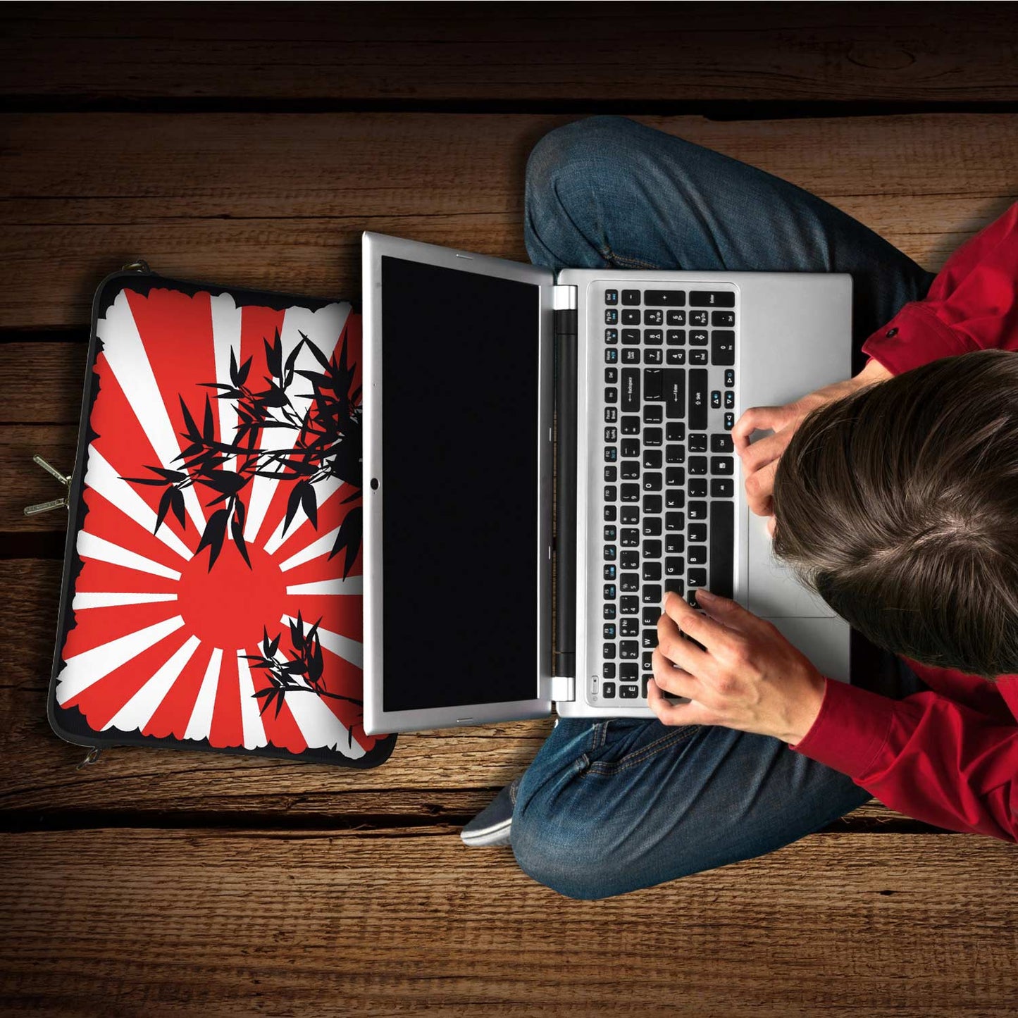 Trendige LS150 Bamboo Designer Notebook Tasche in rot