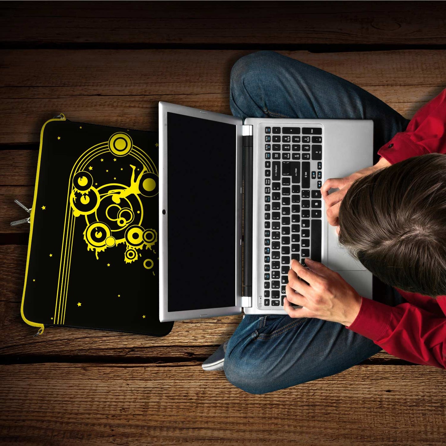 Trendige LS161 Swing Designer Tasche für Notebook in schwarz-gelb