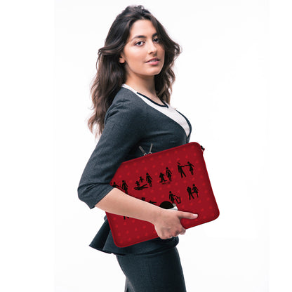 LS106 Love Hurts Designer Laptop Tasche in rot mit Ösen zum Anhängen von Accessoires