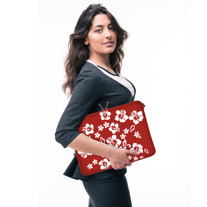 LS107 Red Flower Designer Laptop Tasche in rot-weiß mit Ösen zum Anhängen von Accessoires