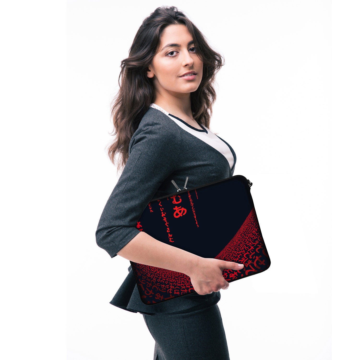 LS109 Red Matrix Designer Laptop Tasche in schwarz mit Ösen zum Anhängen von Accessoires