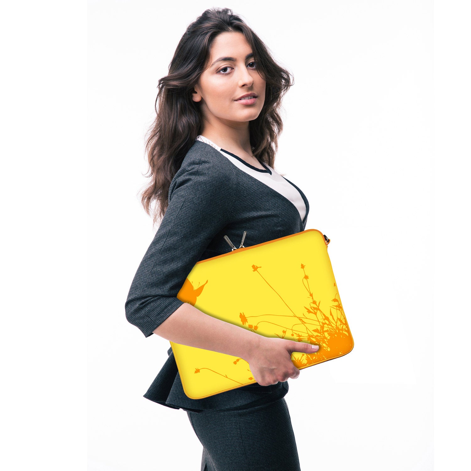 LS114 Summer Designer Laptop Tasche in gelb mit Ösen zum Anhängen von Accessoires