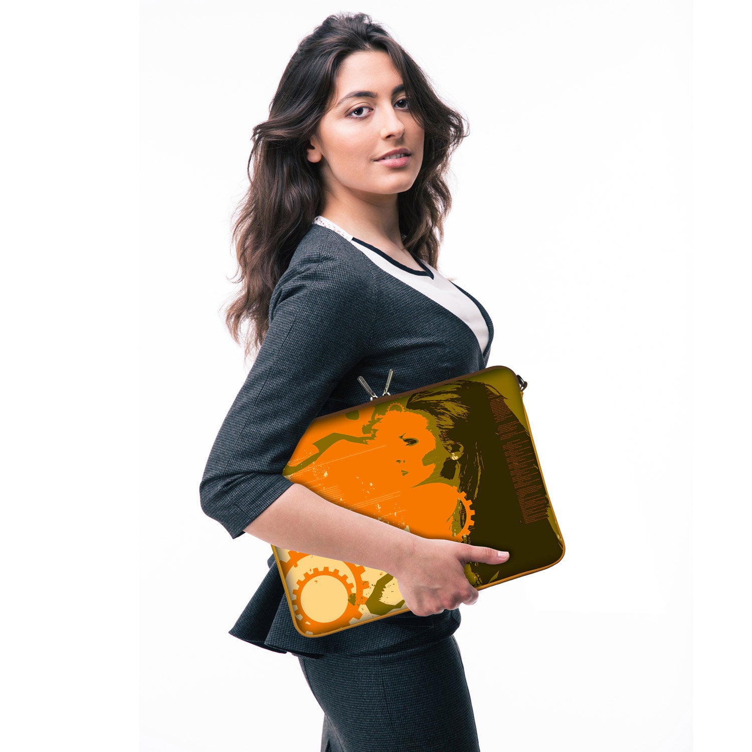 LS128 Sun Designer Tasche für Laptop in orange mit Ösen zum Anhängen von Accessoires