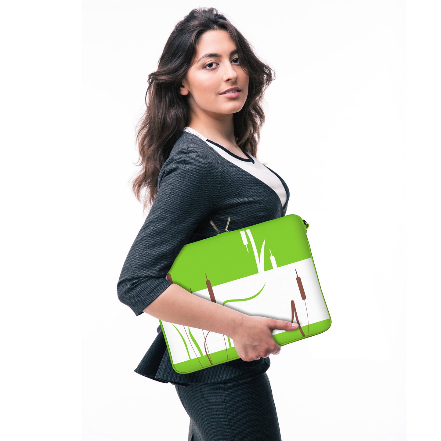 LS148 Summer Cane Designer Laptop Tasche in grün mit Ösen zum Anhängen von Accessoires