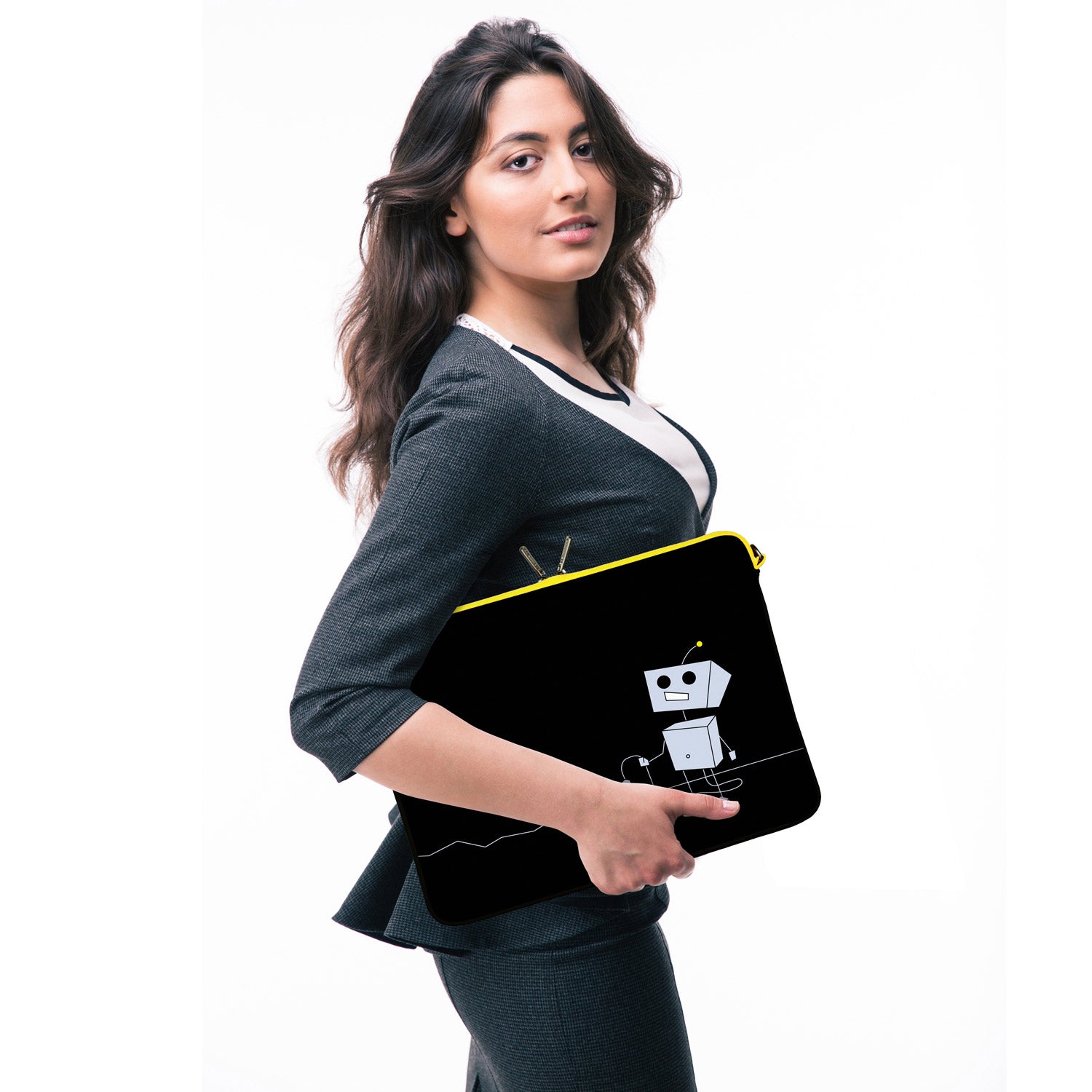 LS156 Peppy Love Designer Laptop Tasche in schwarz mit Ösen zum Anhängen von Accessoires