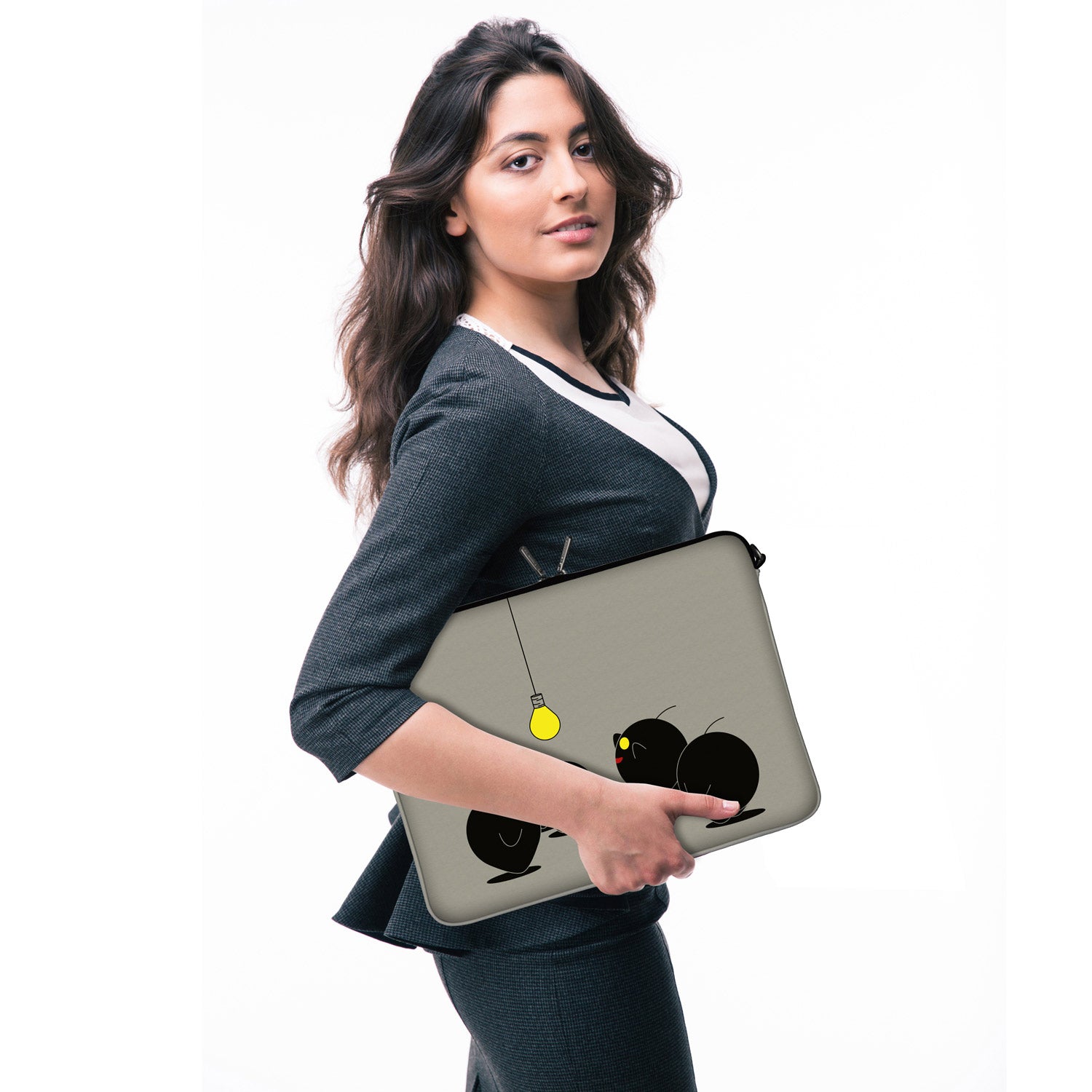 LS157 Illumination Designer Laptop Tasche in grau mit Ösen zum Anhängen von Accessoires