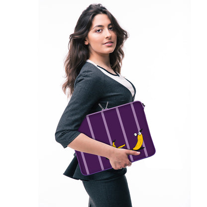 LS165 Bananas Designer Laptop Tasche in violett mit Ösen zum Anhängen von Accessoires