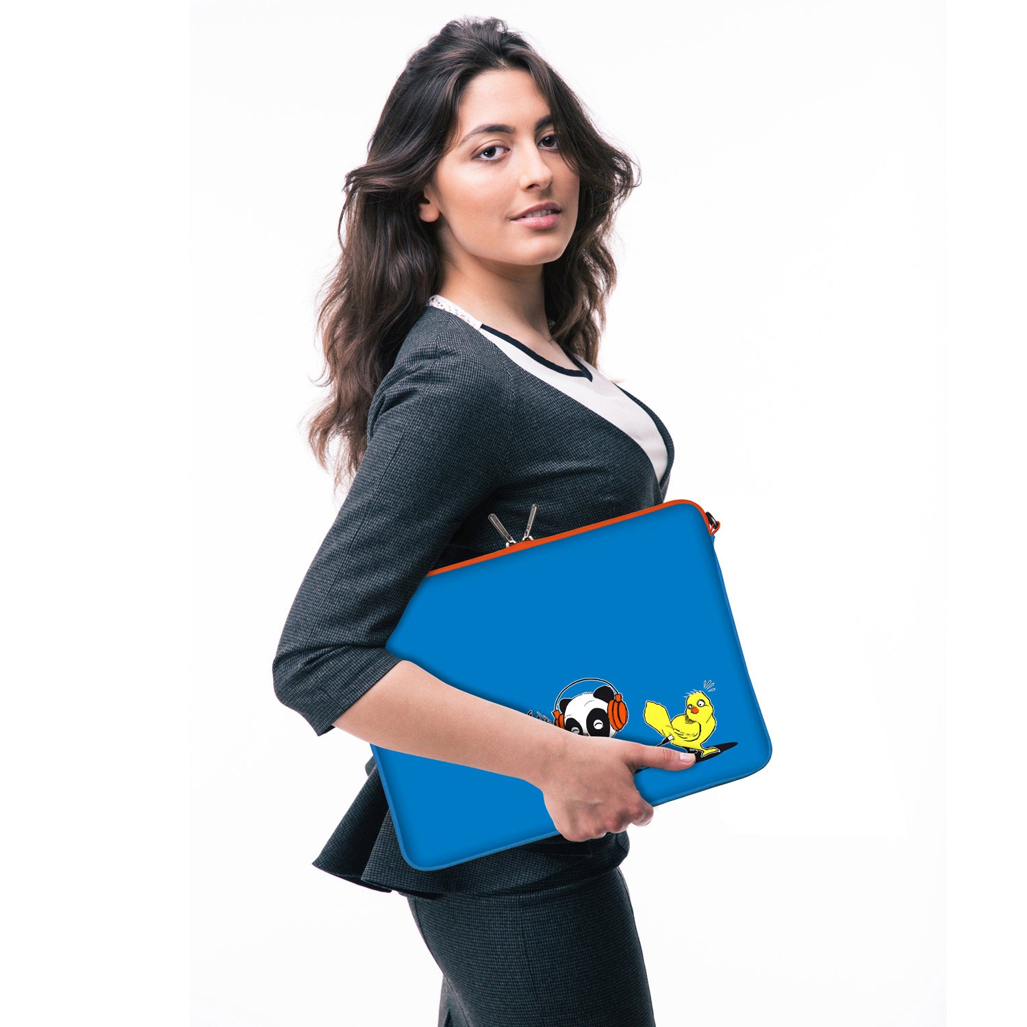 LS168 Chick Music Designer Laptop Tasche in blau mit Ösen zum Anhängen von Accessoires