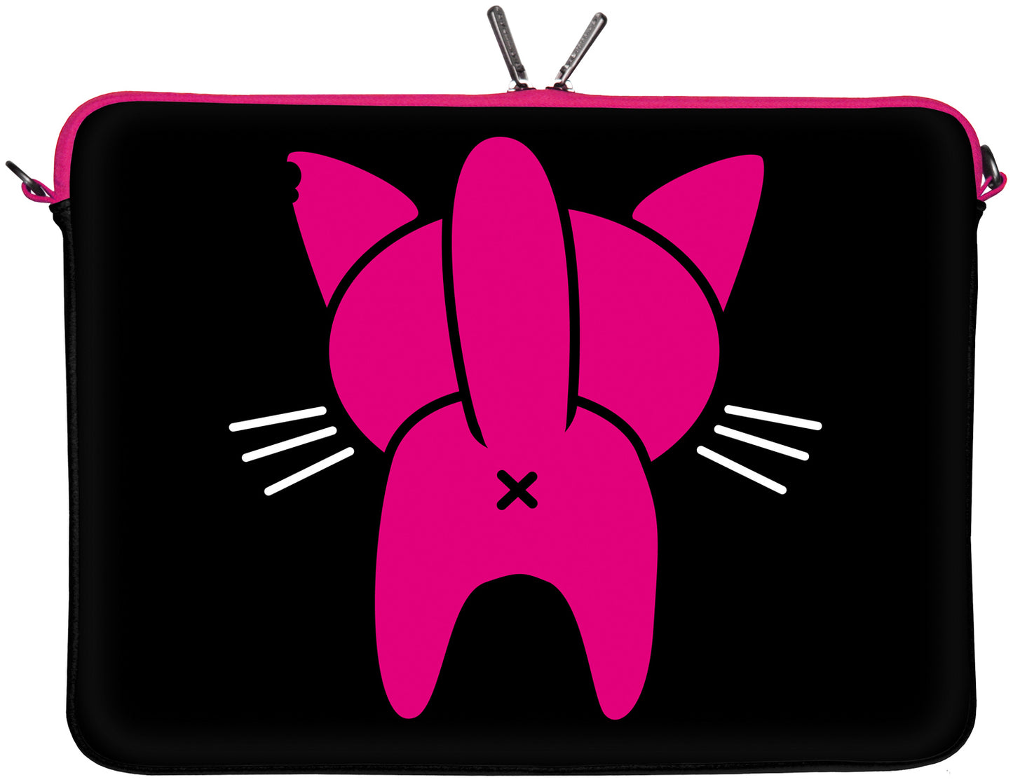 Rückseite der LS133 Kitty to Go Designer Laptop Tasche in schwarz-pink mit Anti Shock-System