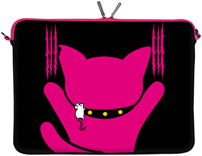 Rückseite der LS140 Kitty to Go Designer Laptop Tasche in schwarz-pink mit Anti Shock-System