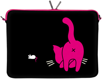 Rückseite der LS141 Kitty to Go Designer Laptop Tasche in schwarz-pink mit Anti Shock-System