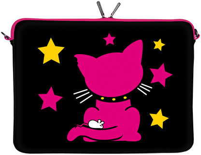 Rückseite der LS142 Kitty to Go Designer Laptop Tasche in schwarz-pink mit Anti Shock-System
