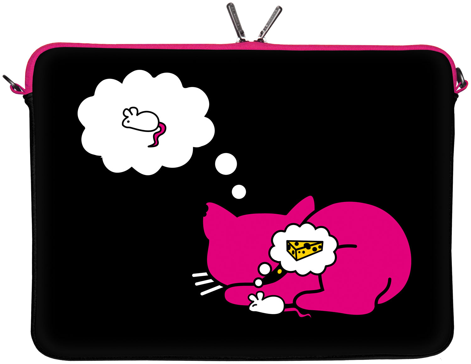 Rückseite der LS143 Kitty to Go Designer Laptop Tasche in schwarz-pink mit Anti Shock-System