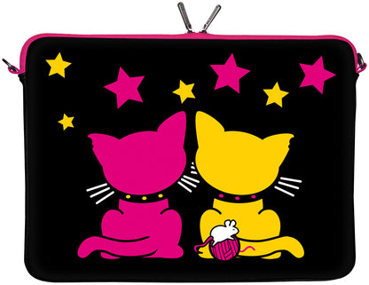 Rückseite der LS144 Kitty to Go Designer Laptop Tasche in schwarz-pink mit Anti Shock-System