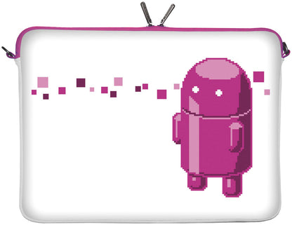 LS127 Pink Robot Designer Laptop Tasche in weiß-pink für Tablets, Laptops und Macbooks