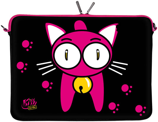 LS133 Kitty to Go Designer Laptop Tasche in schwarz-pink für Tablets, Laptops und Macbooks