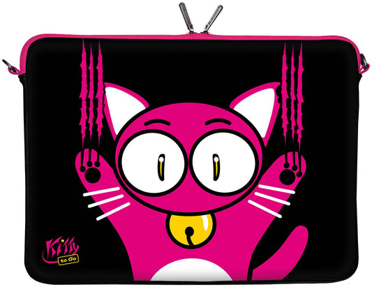 LS140 Kitty to Go Designer Laptop Tasche in schwarz-pink für Tablets, Laptops und Macbooks