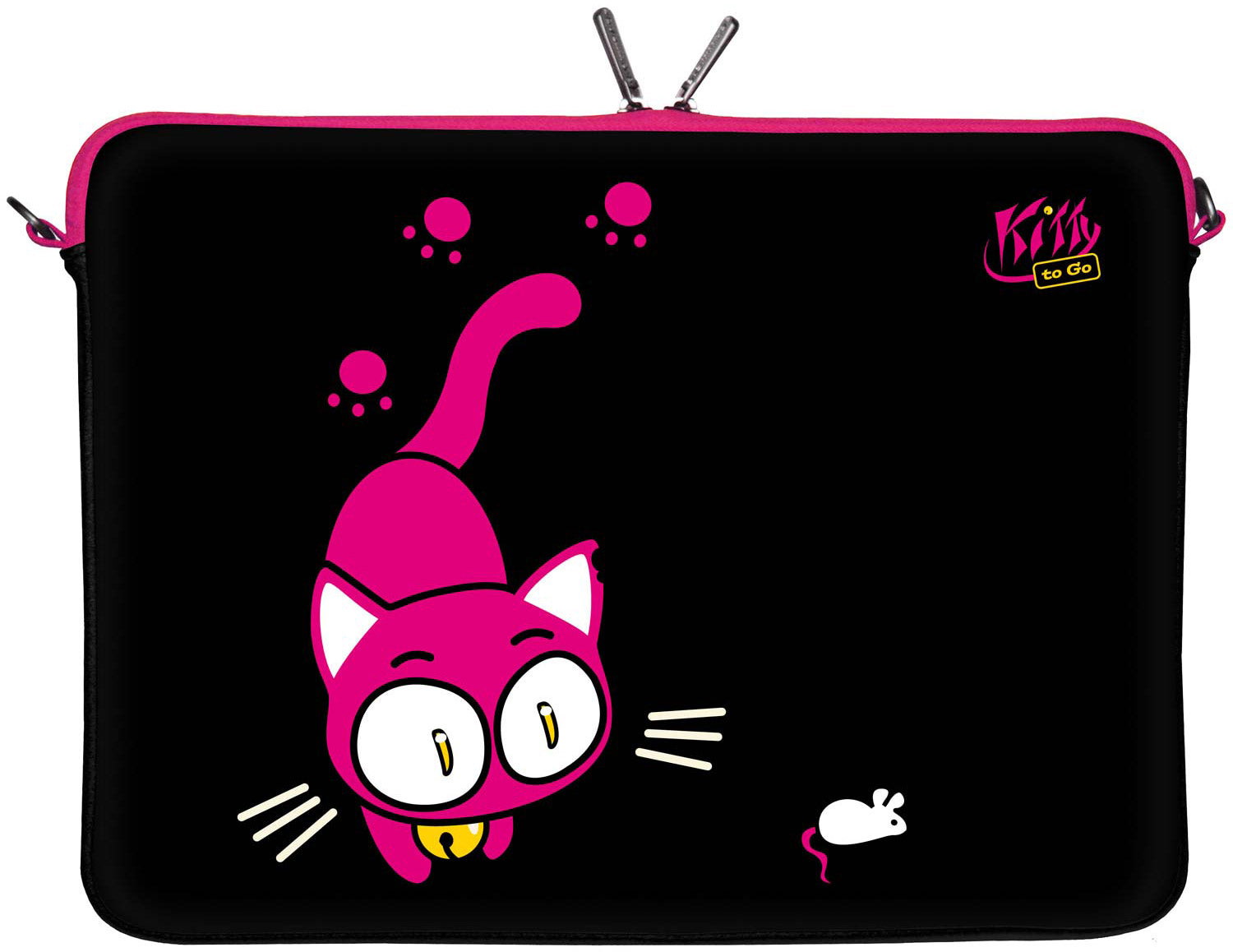 LS141 Kitty to Go Designer Laptop Tasche in schwarz-pink für Tablets, Laptops und Macbooks