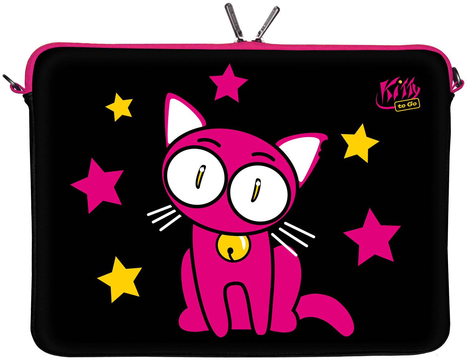 LS142 Kitty to Go Designer Laptop Tasche in schwarz-pink für Tablets, Laptops und Macbooks
