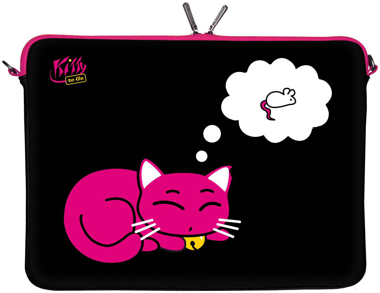 LS143 Kitty to Go Designer Laptop Tasche in schwarz-pink für Tablets, Laptops und Macbooks