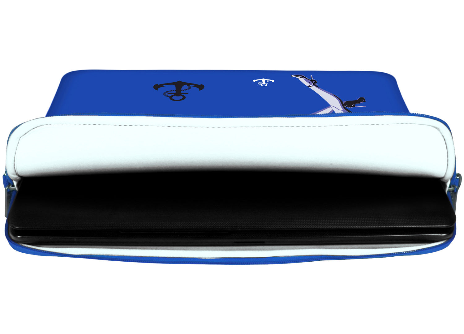 Innenansicht mit Schutzlippen der LS121 Jacky Designer Tasche für Laptop in weiß aus wasserabweisendem Neopren