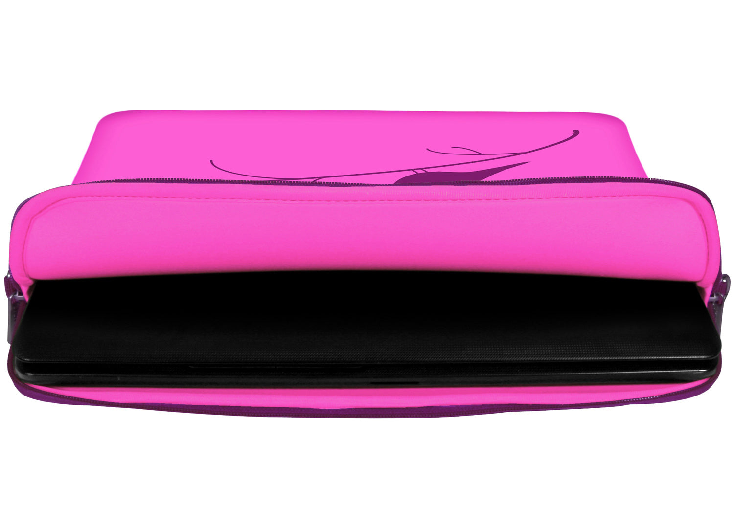 Innenansicht mit Schutzlippen der LS122 Early Bird Designer Laptop Tasche in pink aus wasserabweisendem Neopren