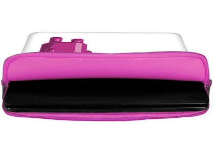 Innenansicht mit Schutzlippen der LS127 Pink Robot Designer Laptop Tasche in pink aus wasserabweisendem Neopren