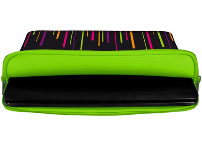 Innenansicht mit Schutzlippen der LS129 Colours Designer Laptop Tasche in grün aus wasserabweisendem Neopren