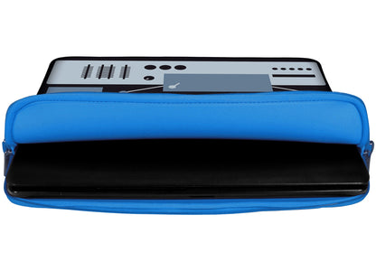 Innenansicht mit Schutzlippen der LS131 DeeJay Designer Laptop Tasche in blau aus wasserabweisendem Neopren
