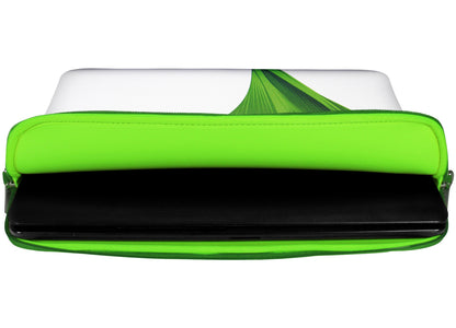 Innenansicht mit Schutzlippen der LS138 Green Designer Laptop Tasche grün aus wasserabweisendem Neopren