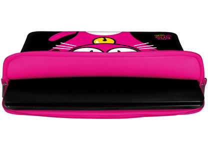 Innenansicht mit Schutzlippen der LS140 Kitty to Go Designer Laptop Tasche in pink aus wasserabweisendem Neopren