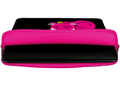 Innenansicht mit Schutzlippen der LS143 Kitty to Go Designer Laptop Tasche in pink aus wasserabweisendem Neopren