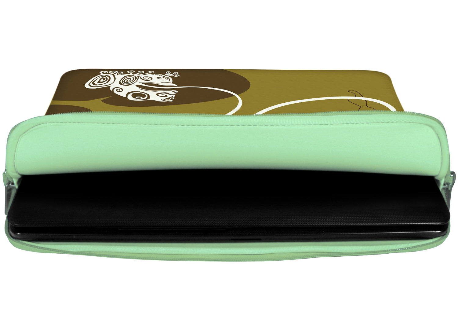 Innenansicht mit Schutzlippen der LS147 Frog King Designer Laptop Tasche in türkis aus wasserabweisendem Neopren