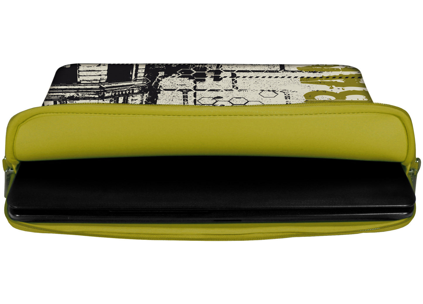 Innenansicht mit Schutzlippen der LS152 Urban Designer Laptop Tasche olivfarben aus wasserabweisendem Neopren