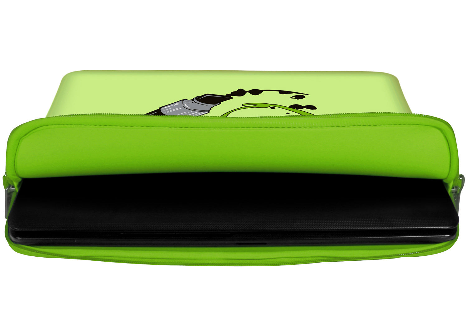 Innenansicht mit Schutzlippen der LS164 Apple Pen Designer Laptop Tasche in grün aus wasserabweisendem Neopren