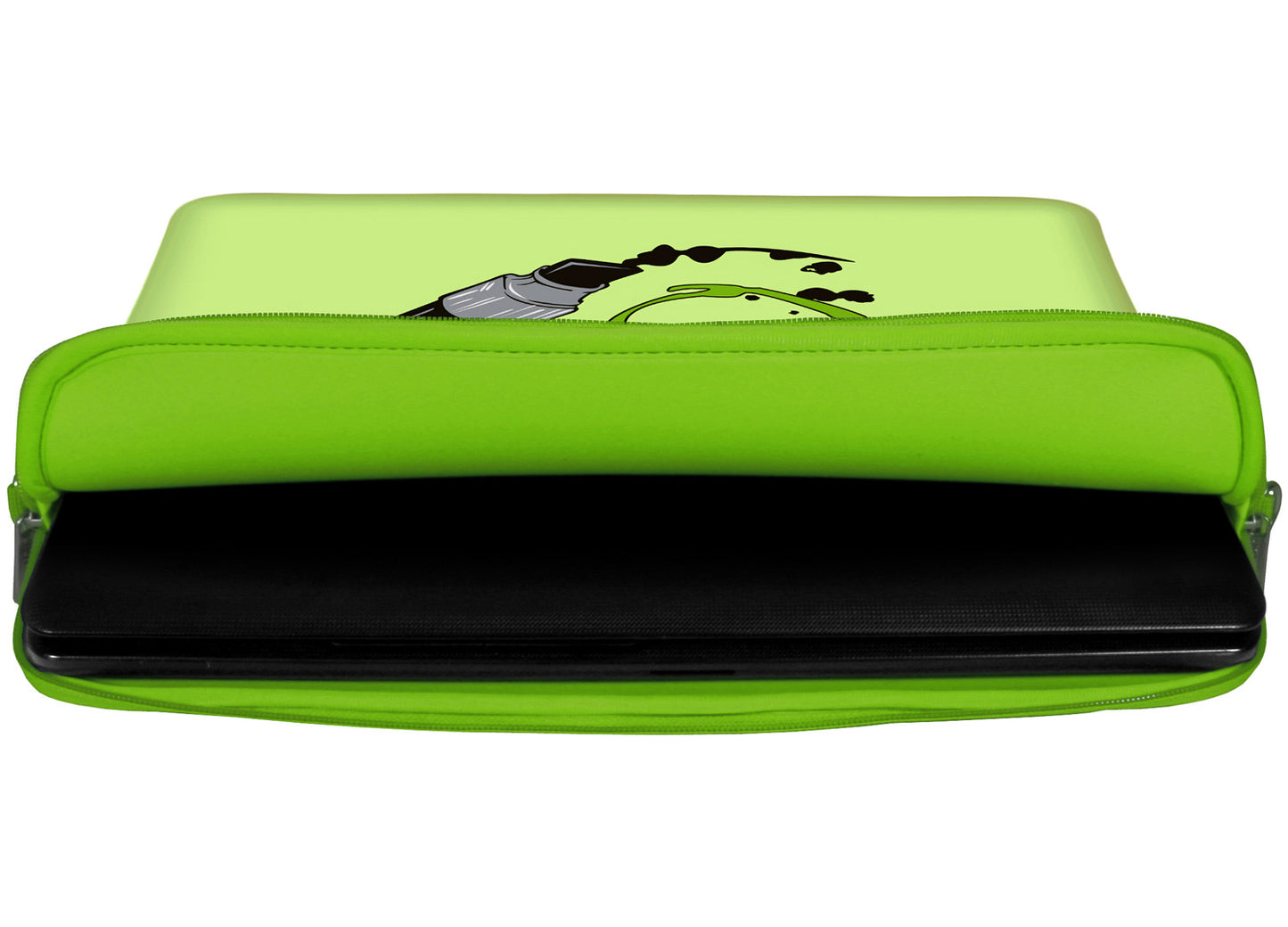 Innenansicht mit Schutzlippen der LS164 Apple Pen Designer Laptop Tasche in grün aus wasserabweisendem Neopren